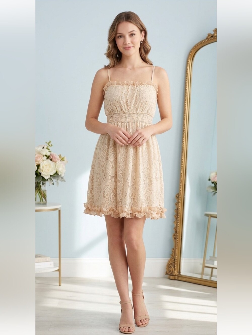 NWT Forever 21 Cream Lace Mini Dress / Long Top - Boho Coquette - S